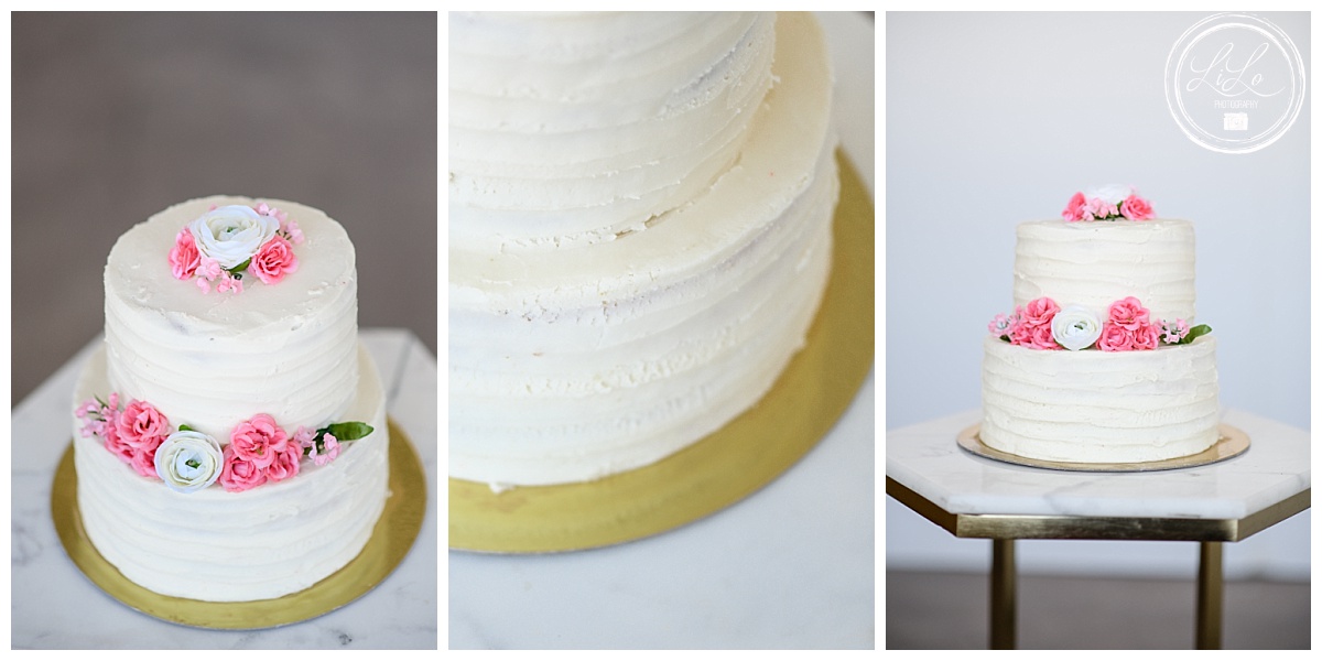A product photo of a wedding cake as taken by a Denver branding photographer for a baker for her Denver branding photos.